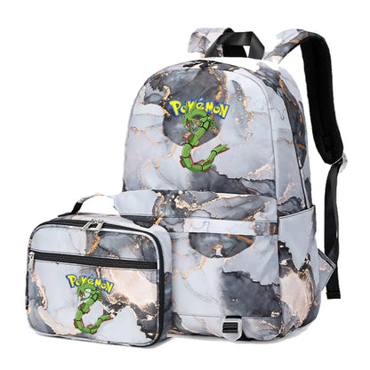 Pokemon Rayquaza Eevee Psyduck 2Pcs Boys Girls Kids School Book Bags Travel Women Backpack Lunch Bag for Student Teenagers Sets