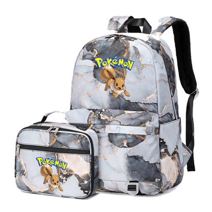 Pokemon Rayquaza Eevee Psyduck 2Pcs Boys Girls Kids School Book Bags Travel Women Backpack Lunch Bag for Student Teenagers Sets
