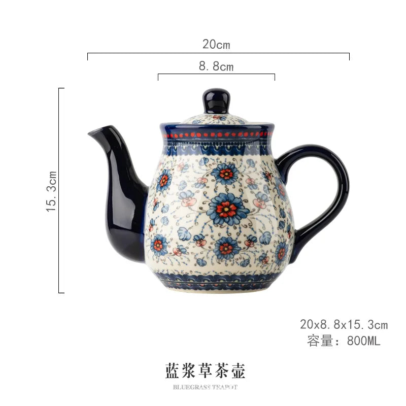 Polish Ceramic Coffee Cup Household Office Teapot Teacup Cup And Saucer Set Water Milk Tea Mug Afternoon Tea Drinkware With Tray