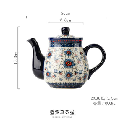 Polish Ceramic Coffee Cup Household Office Teapot Teacup Cup And Saucer Set Water Milk Tea Mug Afternoon Tea Drinkware With Tray