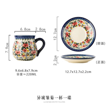Polish Ceramic Coffee Cup Household Office Teapot Teacup Cup And Saucer Set Water Milk Tea Mug Afternoon Tea Drinkware With Tray