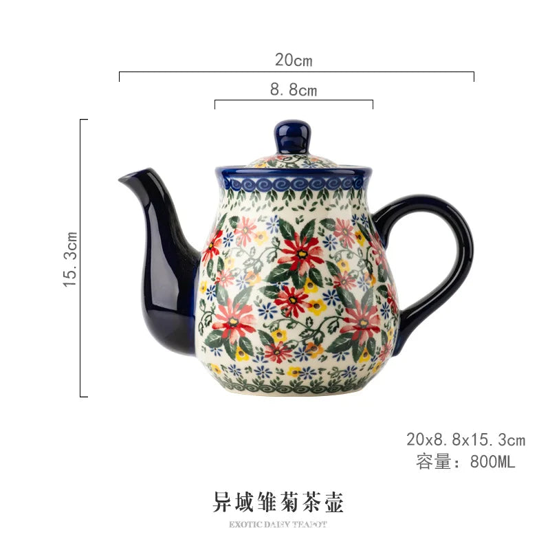 Polish Ceramic Coffee Cup Household Office Teapot Teacup Cup And Saucer Set Water Milk Tea Mug Afternoon Tea Drinkware With Tray