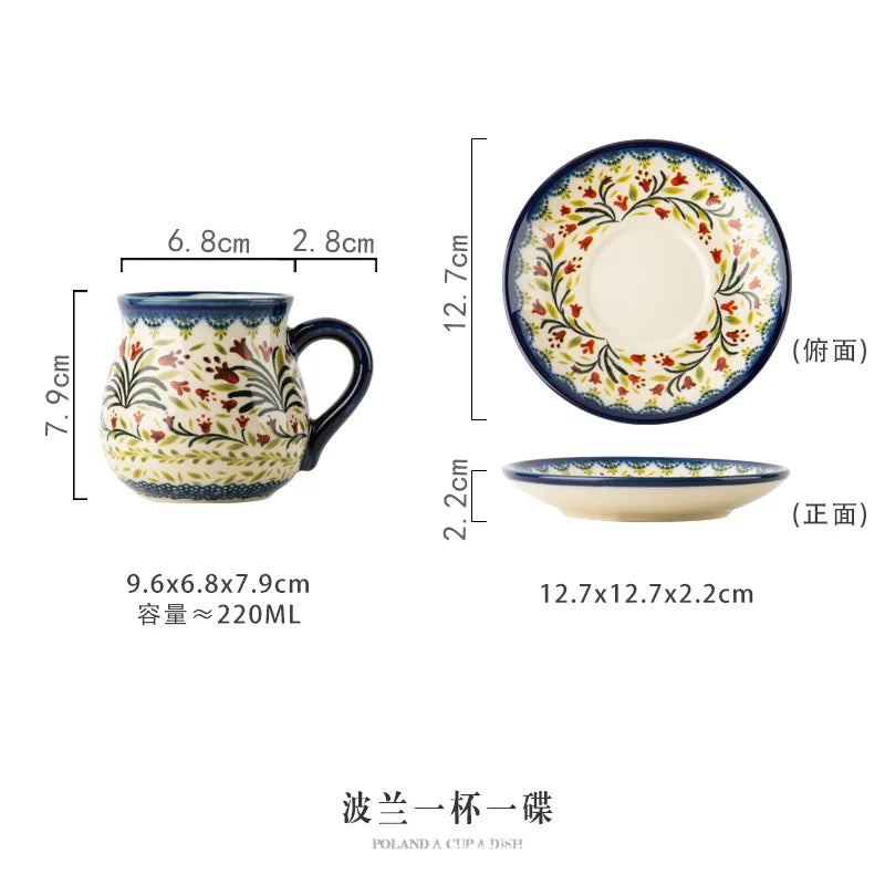 Polish Ceramic Coffee Cup Household Office Teapot Teacup Cup And Saucer Set Water Milk Tea Mug Afternoon Tea Drinkware With Tray