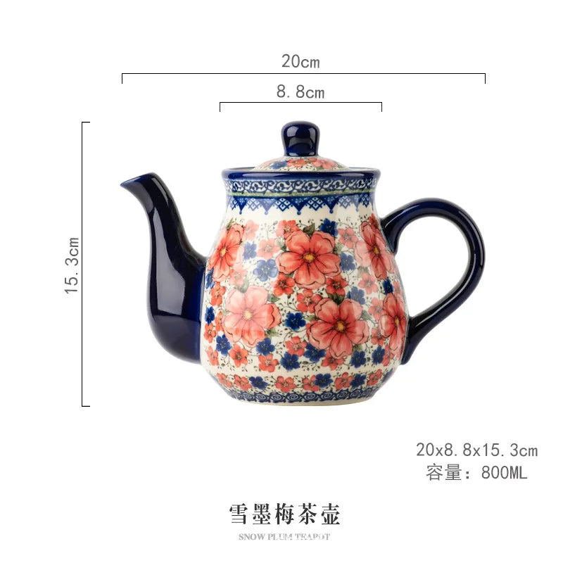 Polish Ceramic Coffee Cup Household Office Teapot Teacup Cup And Saucer Set Water Milk Tea Mug Afternoon Tea Drinkware With Tray