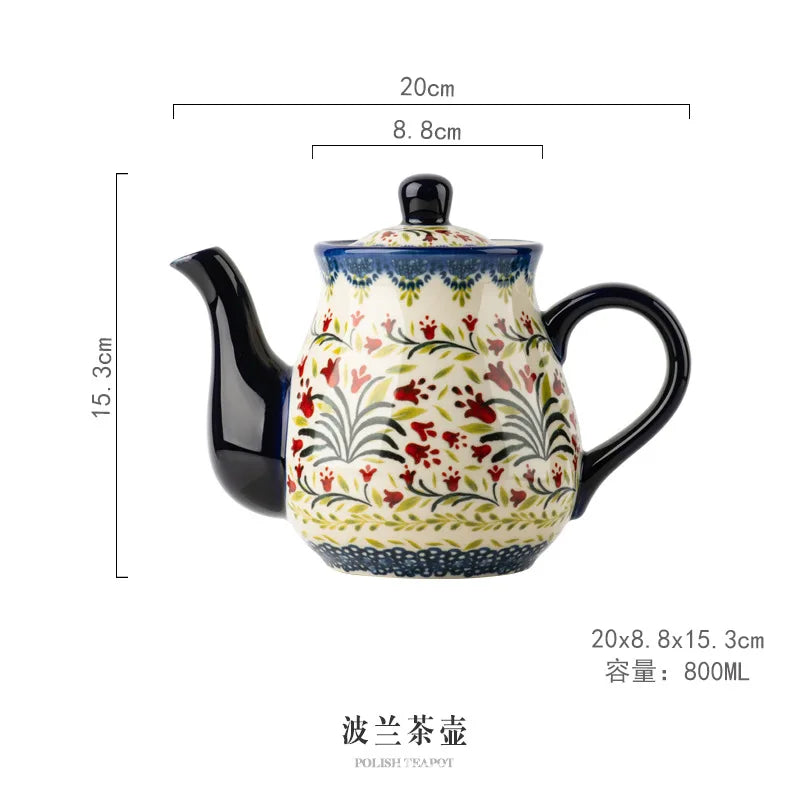 Polish Ceramic Coffee Cup Household Office Teapot Teacup Cup And Saucer Set Water Milk Tea Mug Afternoon Tea Drinkware With Tray