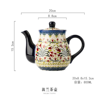 Polish Ceramic Coffee Cup Household Office Teapot Teacup Cup And Saucer Set Water Milk Tea Mug Afternoon Tea Drinkware With Tray
