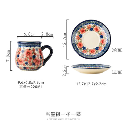 Polish Ceramic Coffee Cup Household Office Teapot Teacup Cup And Saucer Set Water Milk Tea Mug Afternoon Tea Drinkware With Tray
