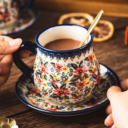 Polish Ceramic Coffee Cup Household Office Teapot Teacup Cup And Saucer Set Water Milk Tea Mug Afternoon Tea Drinkware With Tray
