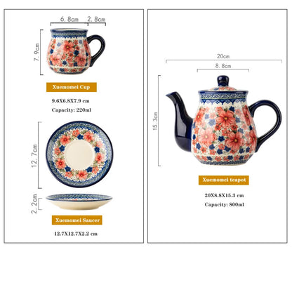 Polish Ceramic Coffee Cup Household Office Teapot Teacup Cup And Saucer Set Water Milk Tea Mug Afternoon Tea Drinkware With Tray