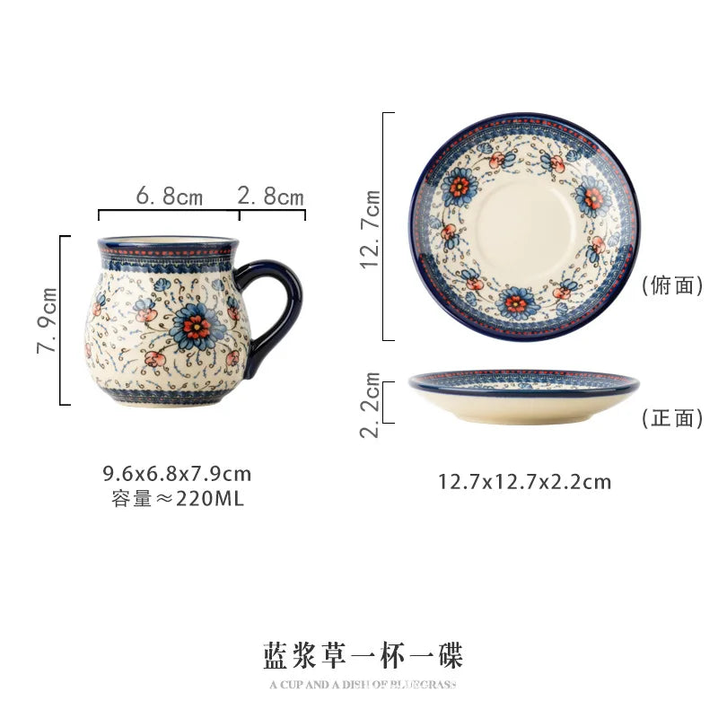 Polish Ceramic Coffee Cup Household Office Teapot Teacup Cup And Saucer Set Water Milk Tea Mug Afternoon Tea Drinkware With Tray