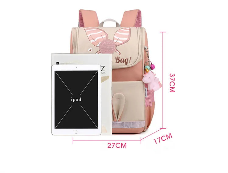 Pony Pendant Children Orthopedic School Bag For Teenage Girls Big Space School Backpack Cute Waterproof Kids Schoolbag Bookbag