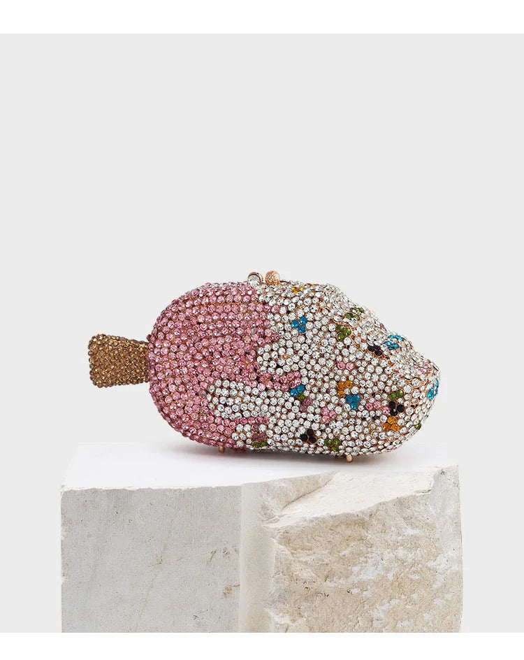 Popsicle Shape Women Colorful Crystal Clutch Purses And Handbags Ladies Wedding Prom Evening Bags Bridal Party Mini Metal Bag