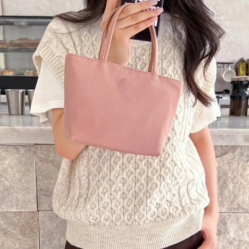 Popular New Mini Top-Handle Bags Y2k E-Girl Nylon Zipper Tote Bag for Women 2024 New Korean Chic Designer Women's Handbags