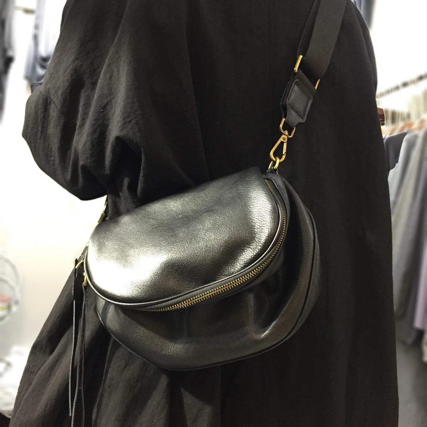 Popular Vintage Cow Leather Shoulder Bags Y2k Simple High-capacity Crossbody Bag 2024 Autumn New Zipper Bags Female Bolsos Mujer