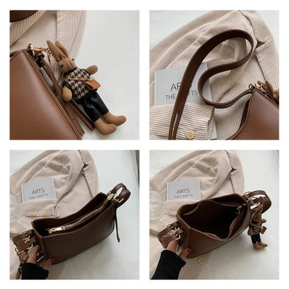Popular Women's New Fashion PU Leather Shoulder Large-capacity Retro Ladies Messenger Texture Niche Crossbody Bag