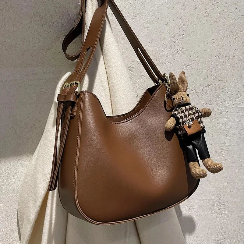 Popular Women's New Fashion PU Leather Shoulder Large-capacity Retro Ladies Messenger Texture Niche Crossbody Bag