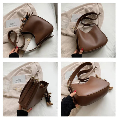 Popular Women's New Fashion PU Leather Shoulder Large-capacity Retro Ladies Messenger Texture Niche Crossbody Bag