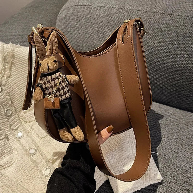 Popular Women's New Fashion PU Leather Shoulder Large-capacity Retro Ladies Messenger Texture Niche Crossbody Bag