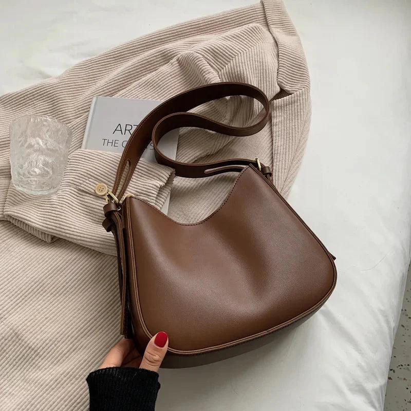 Popular Women's New Fashion PU Leather Shoulder Large-capacity Retro Ladies Messenger Texture Niche Crossbody Bag