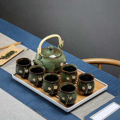 Porcelain 1 Pot 6 Cups Tea Set Chinese Style Ceramic Kung Fu Infuser Teapot Kettle Portable Tea Ceremony Teaware Sets with Tray