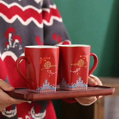 Porcelain Ceramic Coffee Cups Mug Tea Bowl Pair Service Ceremony Set For Household Office Home Accessories