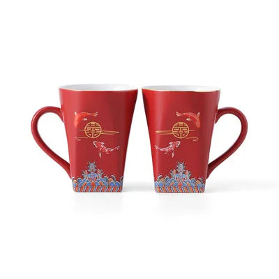 Porcelain Ceramic Coffee Cups Mug Tea Bowl Pair Service Ceremony Set For Household Office Home Accessories