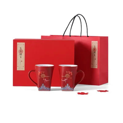 Porcelain Ceramic Coffee Cups Mug Tea Bowl Pair Service Ceremony Set For Household Office Home Accessories