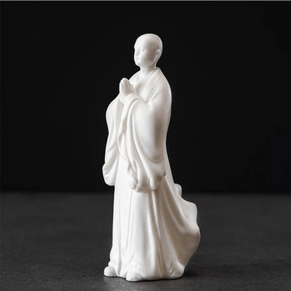 Porcelain Ceramic Tea Pet Ornaments, Kung Fu Tray Accessories, Decorative Little monk Figures, Home Table Decoration