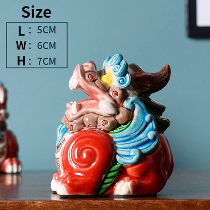 Porcelain Chinese Style Fortune Pixiu Home Furnishing Living Room Decoration Lovely Beast Gift Home Office Decoration
