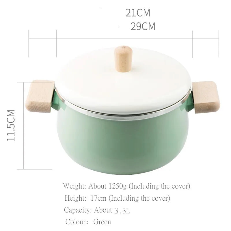 Porcelain Enameled pot 3.3L Double Bottom Soup Pot Cooking Multi-purpose Cookware Non-stick Pan general use kitchen pots  cooker