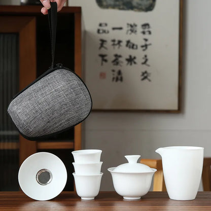 Porcelain Service Gaiwan Tea Cups Mug of Tea Ceremony Teapot Chinese Portable Kung Fu Travel Tea Set Ceramic Teacup with Filter
