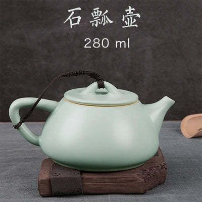 Porcelain Teapot Kiln Opening Tea Set Large Home Xi Shi pot Longquan Celadon Kung Fu Jin Jun Mei Black Teaware Free Shipping