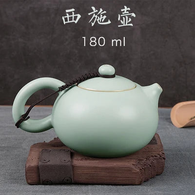 Porcelain Teapot Kiln Opening Tea Set Large Home Xi Shi pot Longquan Celadon Kung Fu Jin Jun Mei Black Teaware Free Shipping