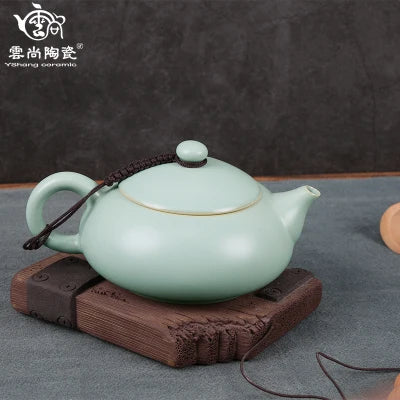 Porcelain Teapot Kiln Opening Tea Set Large Home Xi Shi pot Longquan Celadon Kung Fu Jin Jun Mei Black Teaware Free Shipping