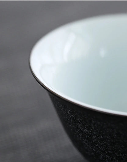 Porcelain gaiwan black iron glaze tureen orchid pattern Chinese tea cup bowl set gaiwan set ceramic China tureen cup saucer lid