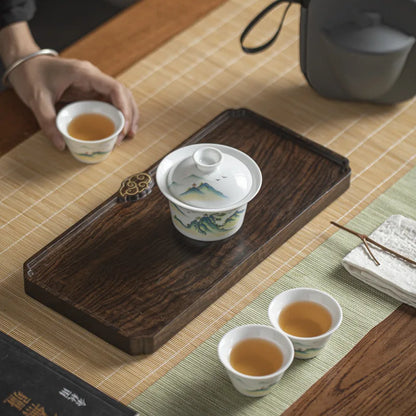 Portable Ceramic Gaiwan Teacup Set with Travel Kit Kung Fu Teaware Tea Tureen Outdoor Tea Cups Chinese Tea Bowl Cups