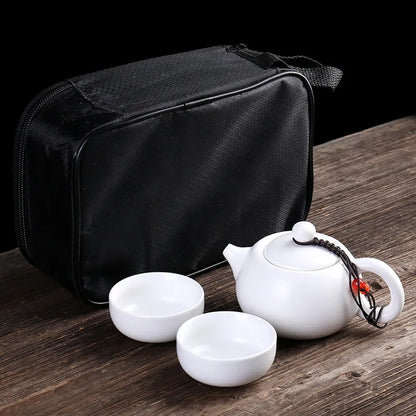 Portable Ceramic Teaware Set Chinese Kung Fu Teaset Teapot Traveller Teaware with Bag Teaset Gaiwan Tea Cups of Tea Ceremony