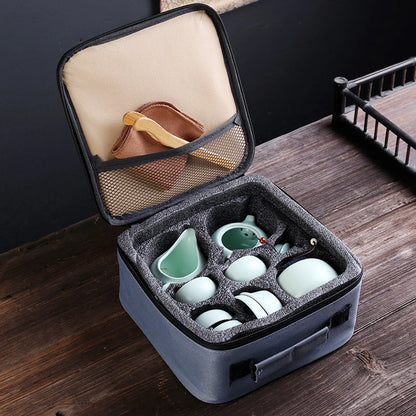 Portable Ceramic Teaware Set Chinese Kung Fu Teaset Teapot Traveller Teaware with Bag Teaset Gaiwan Tea Cups of Tea Ceremony