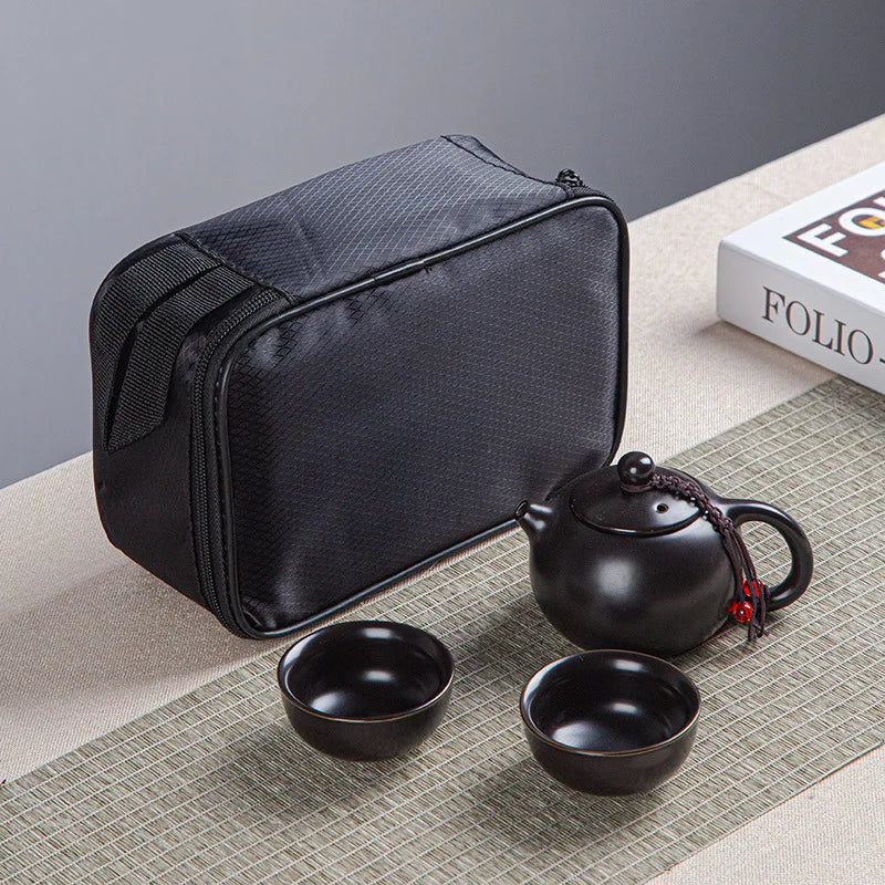 Portable Ceramic Xi Shi Pot Travel Kung Fu Tea Pot Real Estate Companion Gift Box Chinese Cup Set of 6 Celadon Tray Clay Caddy