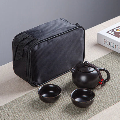 Portable Ceramic Xi Shi Pot Travel Kung Fu Tea Pot Real Estate Companion Gift Box Chinese Cup Set of 6 Celadon Tray Clay Caddy