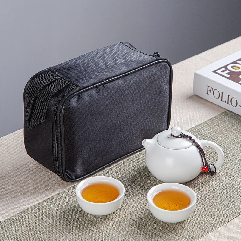 Portable Ceramic Xi Shi Pot Travel Kung Fu Tea Pot Real Estate Companion Gift Box Chinese Cup Set of 6 Celadon Tray Clay Caddy