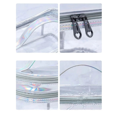 Portable Clear Makeup Bag 2 Layers Zipper Cosmetics Bags Transparent Travel Storage Pouch PVC Toiletry Organizers with Handle f
