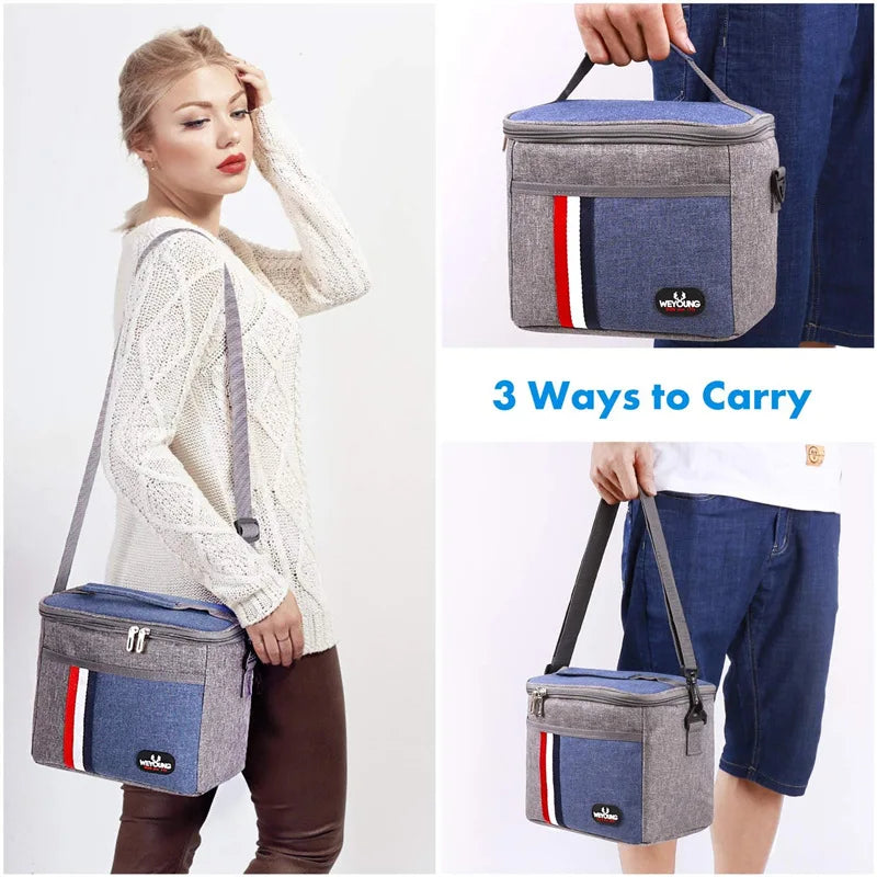 Portable Cooler Bag Picnic Lunch Bag Container Basket Drink Food Delivery Bag Thermal Insulated Lunch Box Work Camping Travel