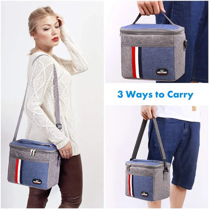 Portable Cooler Bag Picnic Lunch Bag Container Basket Drink Food Delivery Bag Thermal Insulated Lunch Box Work Camping Travel