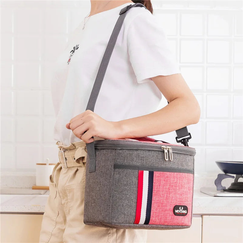 Portable Cooler Bag Picnic Lunch Bag Container Basket Drink Food Delivery Bag Thermal Insulated Lunch Box Work Camping Travel