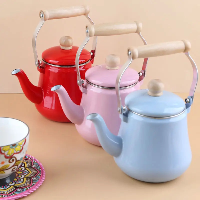 Portable Enameled Kettle with Whistle Tea Kettle Teapots To Boil Water Induction Cooker Utensils for Kitchen