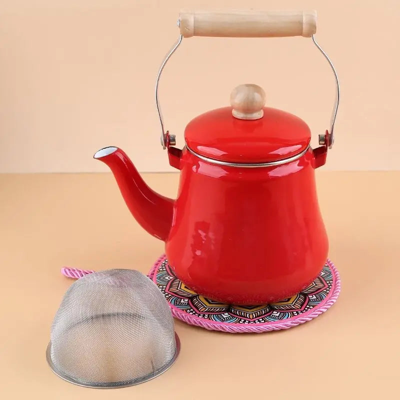 Portable Enameled Kettle with Whistle Tea Kettle Teapots To Boil Water Induction Cooker Utensils for Kitchen