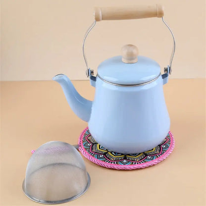 Portable Enameled Kettle with Whistle Tea Kettle Teapots To Boil Water Induction Cooker Utensils for Kitchen