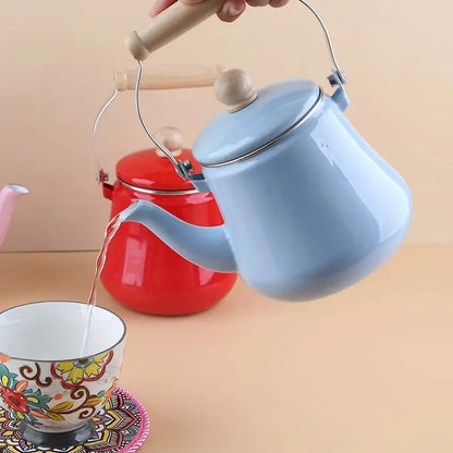 Portable Enameled Kettle with Whistle Tea Kettle Teapots To Boil Water Induction Cooker Utensils for Kitchen