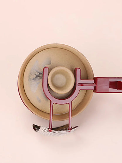 Portable Gaiwan Lid Clip Heat Insulation Tea Kettle Cover Fork with PVC Handle Tea Tools for Kung Fu Service Ceremony Accessory